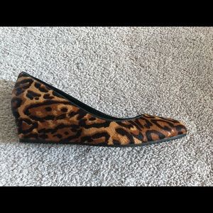Aldo animal print leather wedge shoes